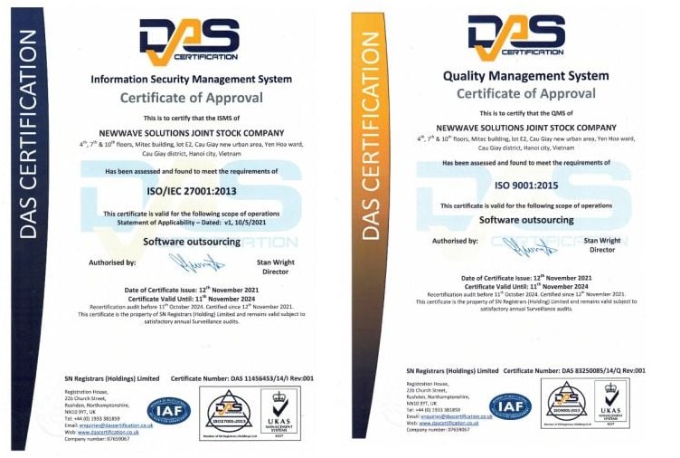 Newwave Solutions’ ISO Certification