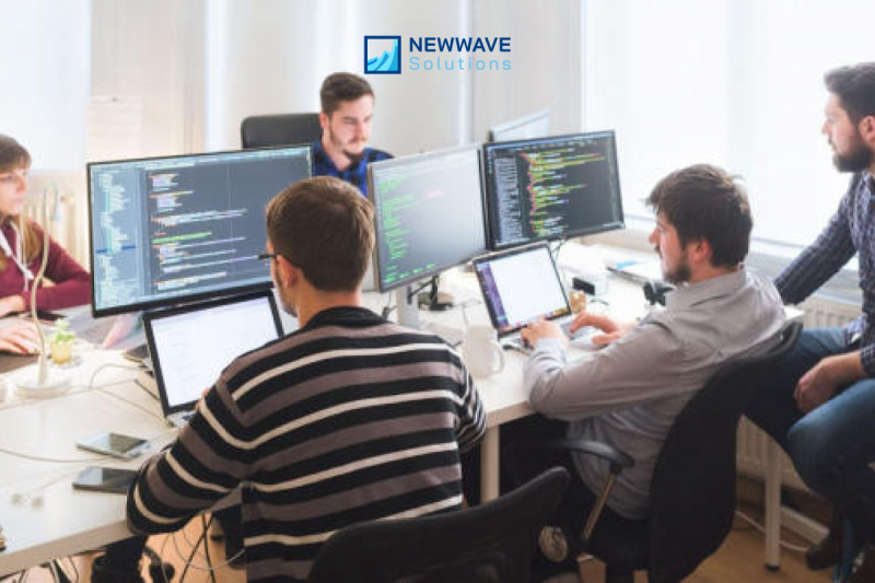 Collaborate remotely with an outsourced software development team to ensure efficient project completion [_newwavesolutions]