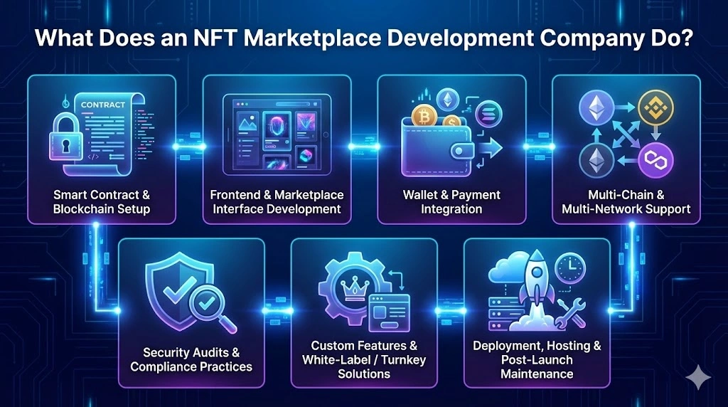 NFT Marketplace Development Company: Choose Partner(s) for your Blockchain Projects 7 What Does an NFT Marketplace Development Company Do?