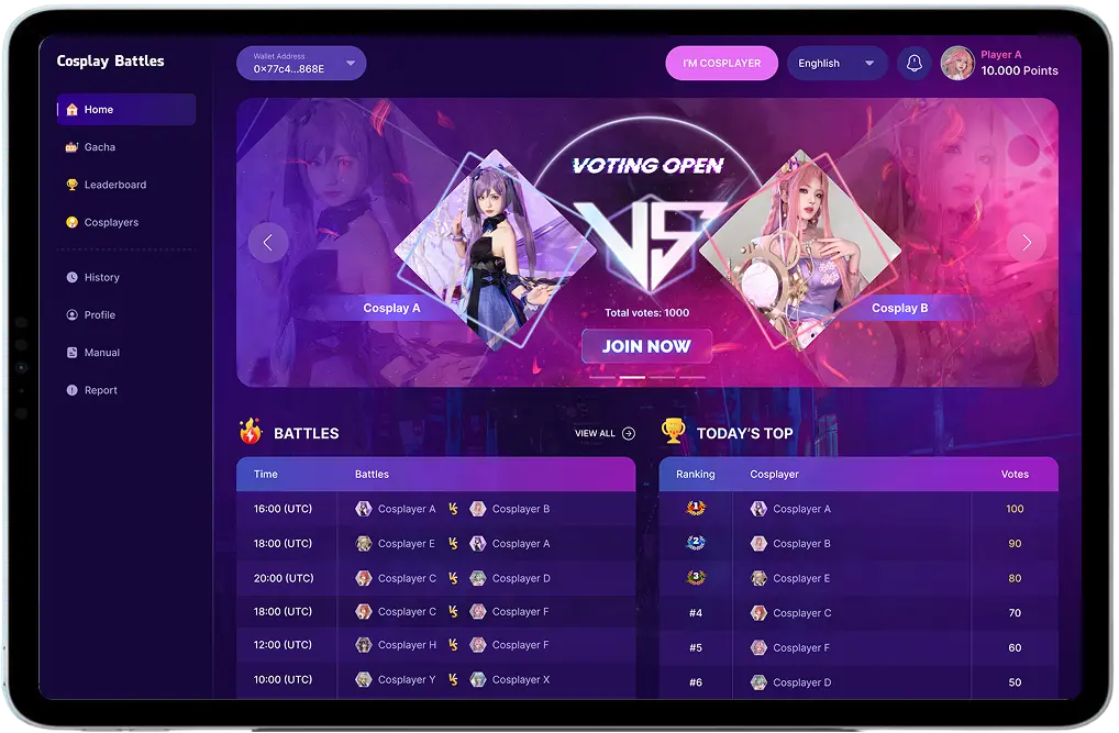 Battle game Platform for Cosplay Community