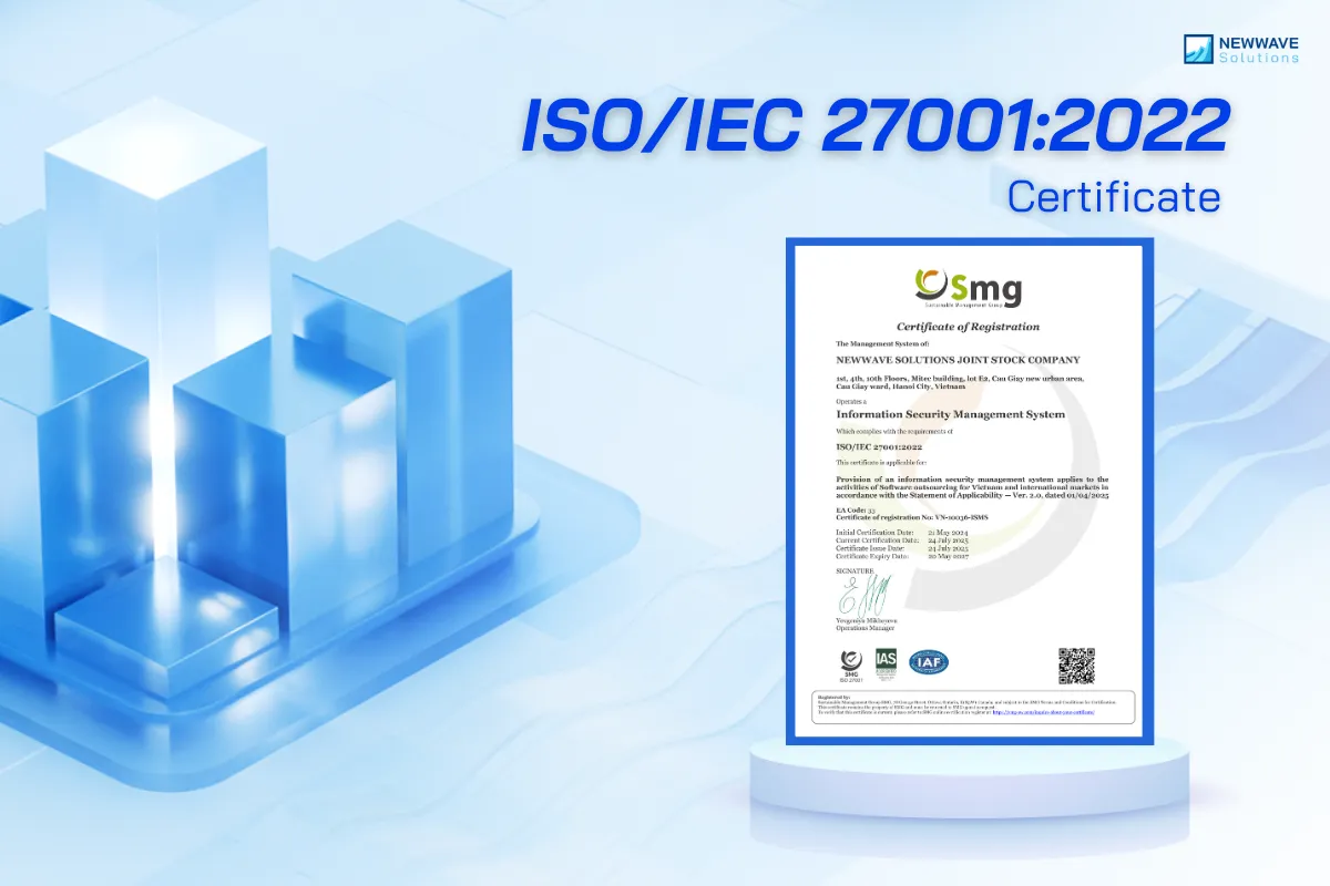 Newwave Solutions Achieves ISO 9001:2015 and ISO 27001:2022 Certifications – Global Standards for Quality & Security 4 Newwave ISO/IEC 27001:2022