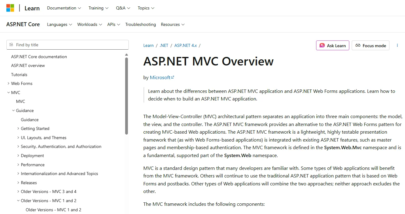 ASP.NET MVC is a web application framework that implements the Model-View-Controller (MVC) architectural pattern 