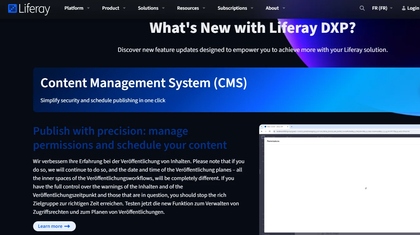 Liferay is used to build highly customizable corporate intranets, extranets, self-service portals, complex web applications
