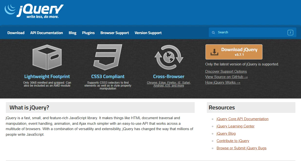 jQuery is a lightweight, open-source JavaScript library 