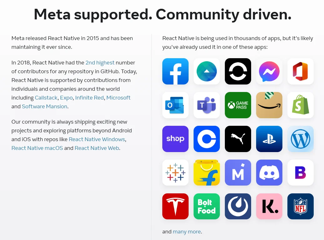 Some popular apps that are built with React Native