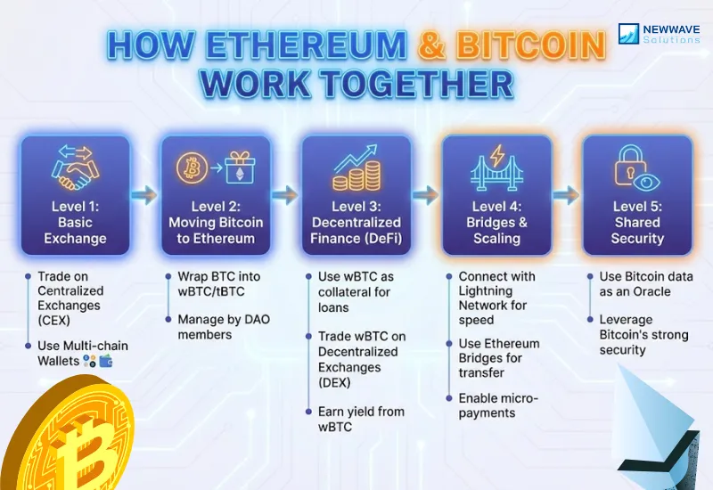 Ethereum and Bitcoin work together in simple way