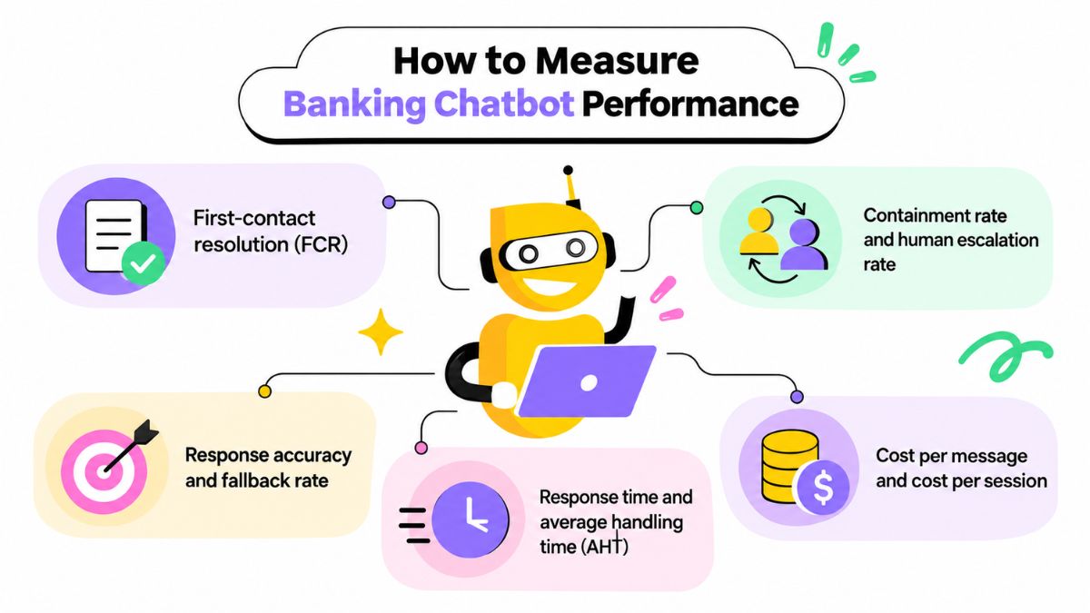 AI chatbot in banking performance metrics infographic